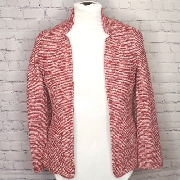 Talbots Jackets & Blazers - Talbots Blazer Cotton Blend Red White Petite 6P